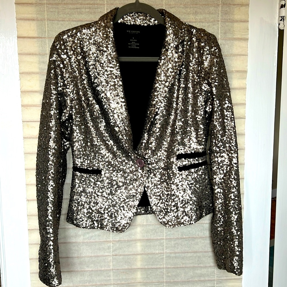 MM Couture, Silver Sequins Jacket, Small